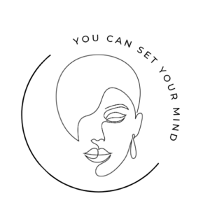 Das Logo von You can set your mind mit einem stilisierten Frauenkopf in lineart